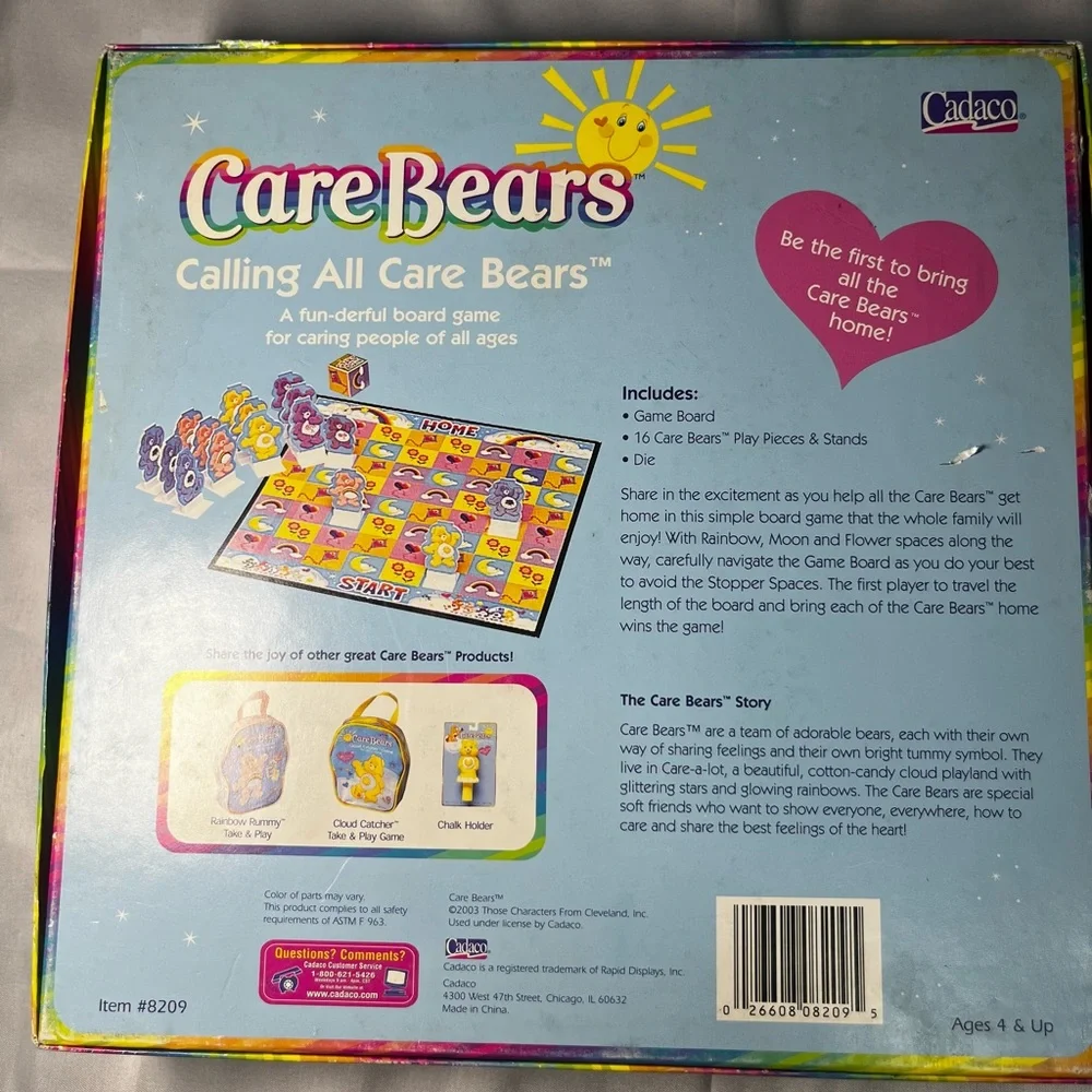Vintage Calling All‎ Care Bears Board Game Cadaco 2003 Complete w/ Box